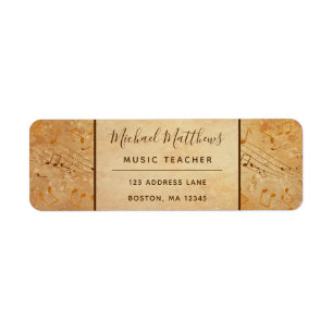 Vintage Musik noter Elegant Musical Adress Returadress Etikett