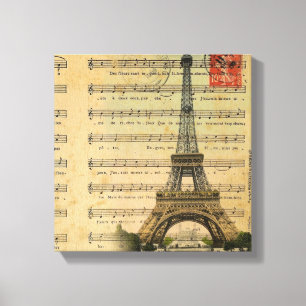 vintage musik noter fransk paris eiffel torn canvastryck