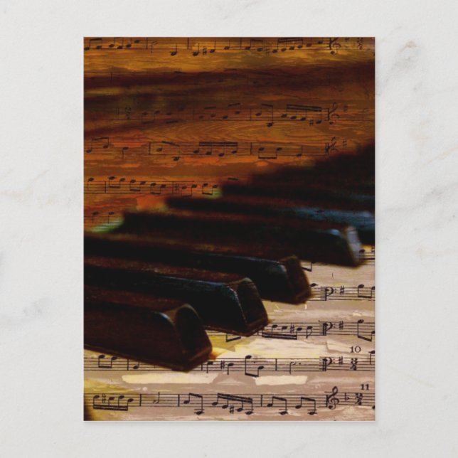 Vintage Musik noter och Piano Vykort (Framsida)