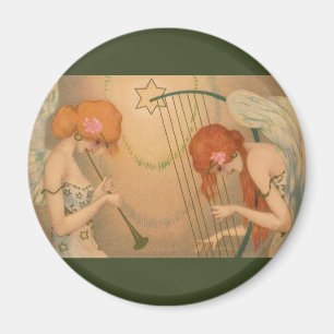 Vintage musik viktorianska änglar musiker flöjt ha magnet