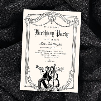 Vintage musikalisk födelsedag inbjudningar