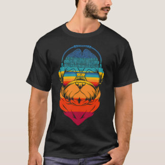 Vintage musikälskande, hörlurar slitande, Disc Joc T Shirt
