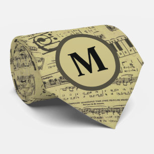 Vintage musikanteckning Mönster Monogram musiker Slips