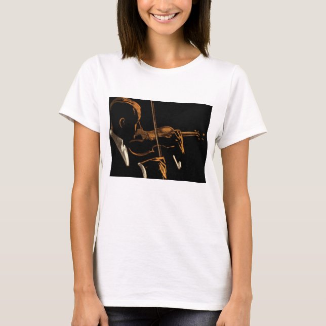 Vintage musiker, violinist spelar violinmusik tee (Framsida)