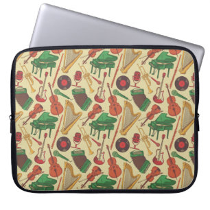 Vintage Musikinstrument Mönster Laptop sleeve