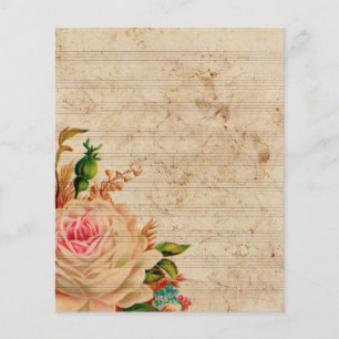 Vintage musiknoter med rosblomma