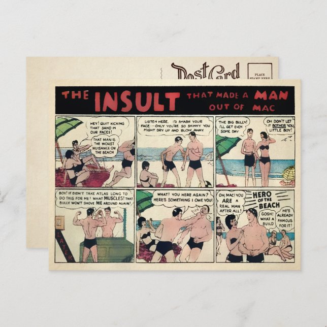 Vintage muskelreklam brevkort vykort (Fram/baksida)