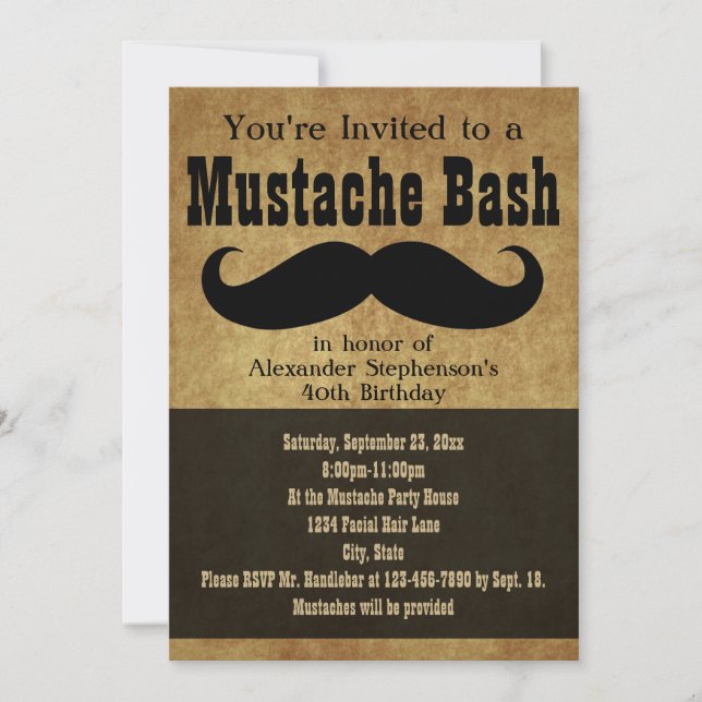 Vintage Mustache Bash Inbjudningar (Framsida)