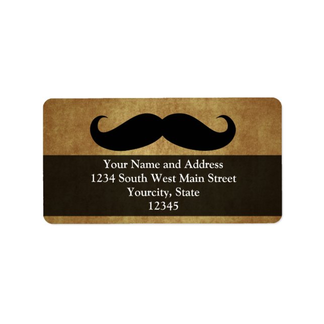 Vintage Mustache med Anpassningsbar Text Adressetikett (Framsidan)