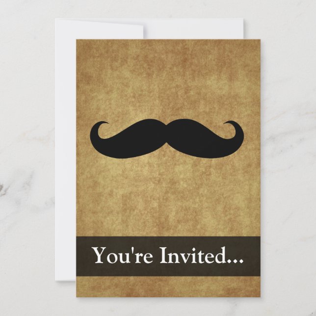 Vintage Mustache med Anpassningsbar Text Inbjudningar (Framsida)
