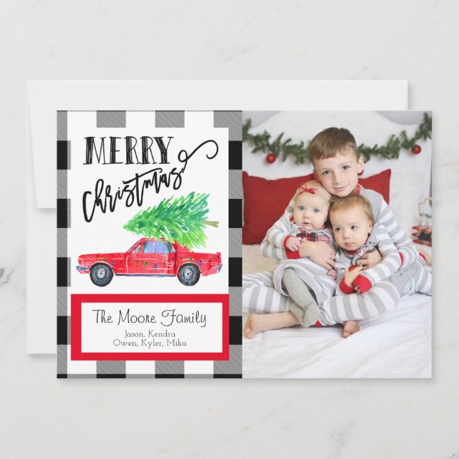 Vintage Mustang julfotoport Julkort (Framsida)