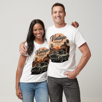 Vintage Mustang Route 66 Garage Solnedgång Grafisk T Shirt