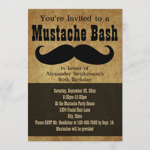 Vintage Mustasch Bash Inbjudningar
