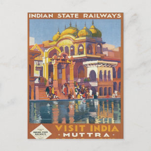 Vintage Muttra Mathura India Postcard Vykort