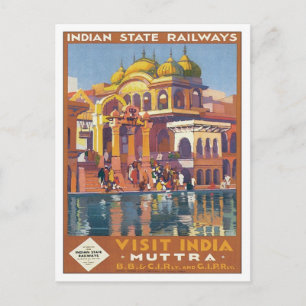Vintage Muttra Mathura India Vykort