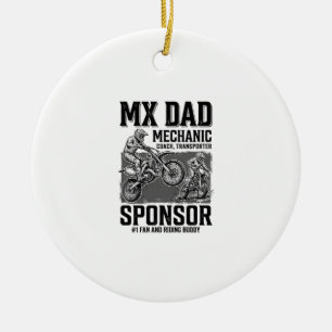 Vintage MX Pappa Motocross Ridning Kompis Tröja De Julgransprydnad Keramik