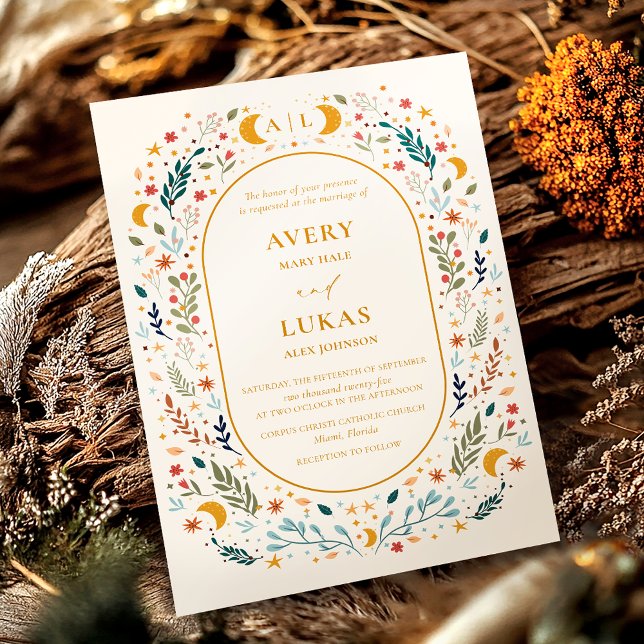 Vintage Mystical Botanical Bröllop Inbjudningar (Skapare uppladdad)