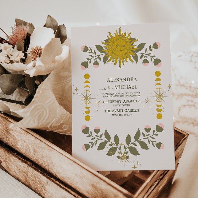 Vintage Mystical Botanical Bröllop Inbjudningar (Skapare uppladdad)