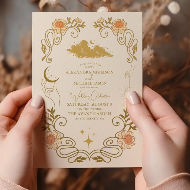 Vintage Mystical Botanical Bröllop Inbjudningar (Skapare uppladdad)