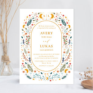 Vintage Mystical Botanical Wedding bjudande Inbjudningar