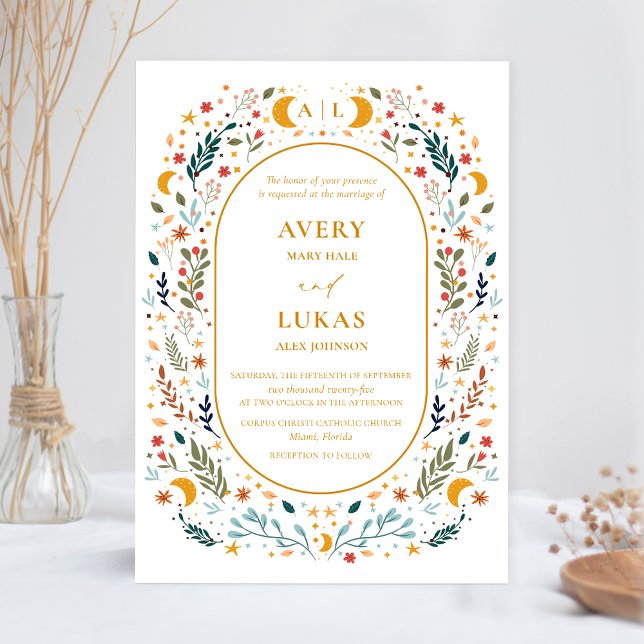 Vintage Mystical Botanical Wedding bjudande Inbjudningar (Skapare uppladdad)