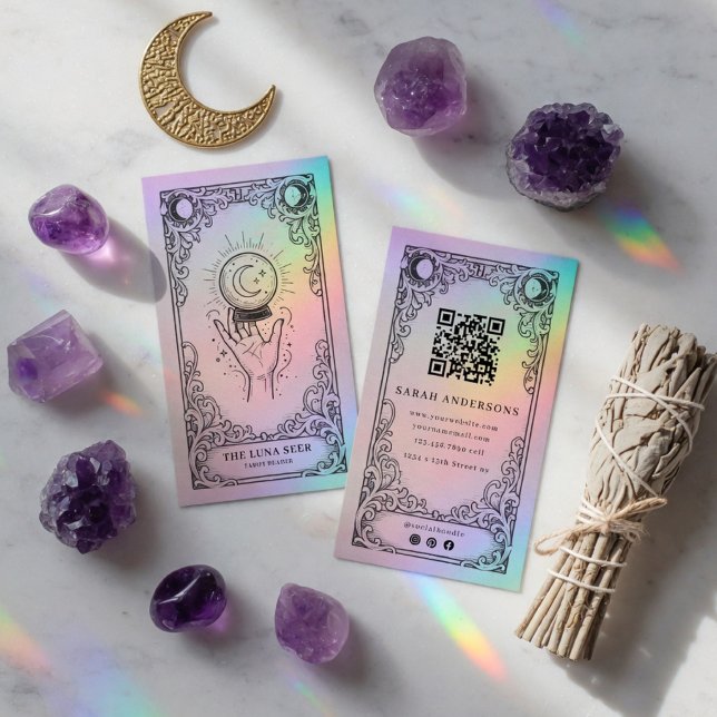 Vintage Mystisk Celestial Tarotläsare  Visitkort (Skapare uppladdad)