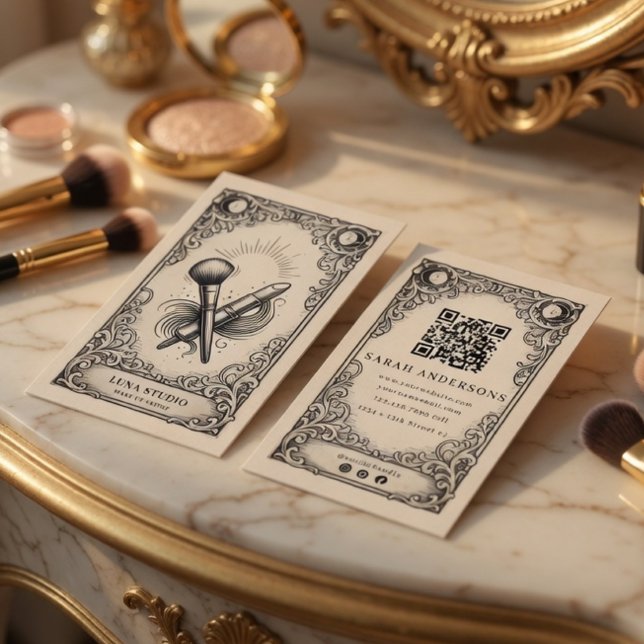 Vintage Mystisk Sminkkonstnär Tarotstil Visitkort (Skapare uppladdad)