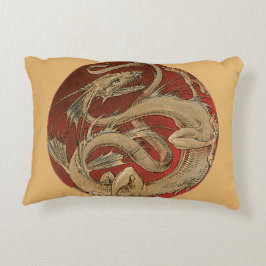 Vintage Mythology, Antique Golden Asian Dragon Prydnadskudde