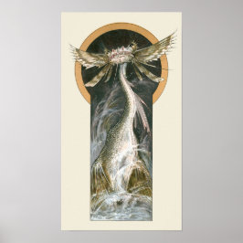 Vintage Mythology, en Winged Dragon i oceanen Poster