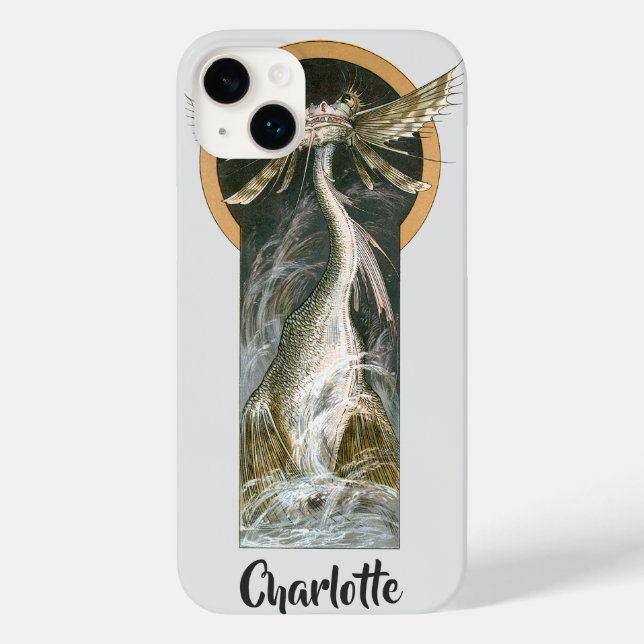 Vintage mytologi, en bevingad drake i havet (Baksida)