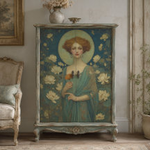 Vintage Näckrosdam Porträtt Art Nouveau-stil