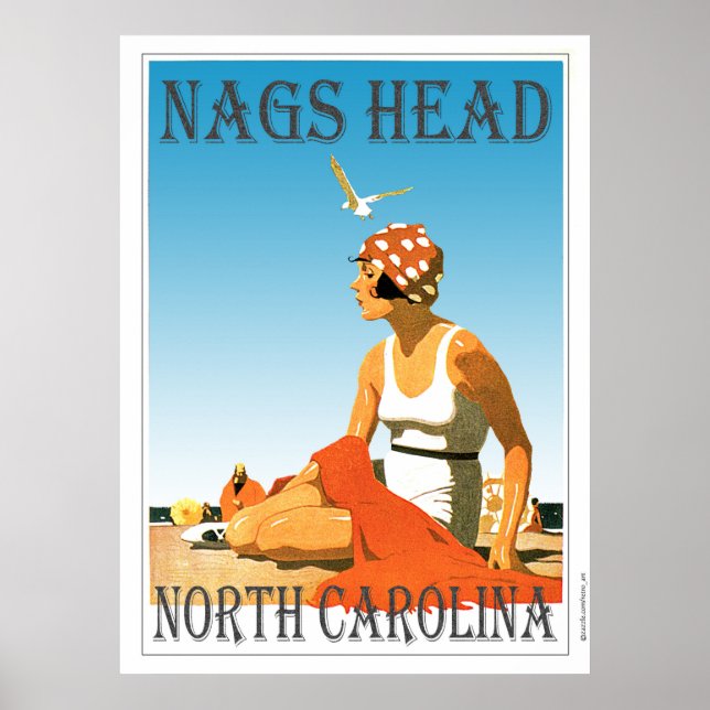 Vintage Nags Head North Carolina Beach Poster (Framsidan)