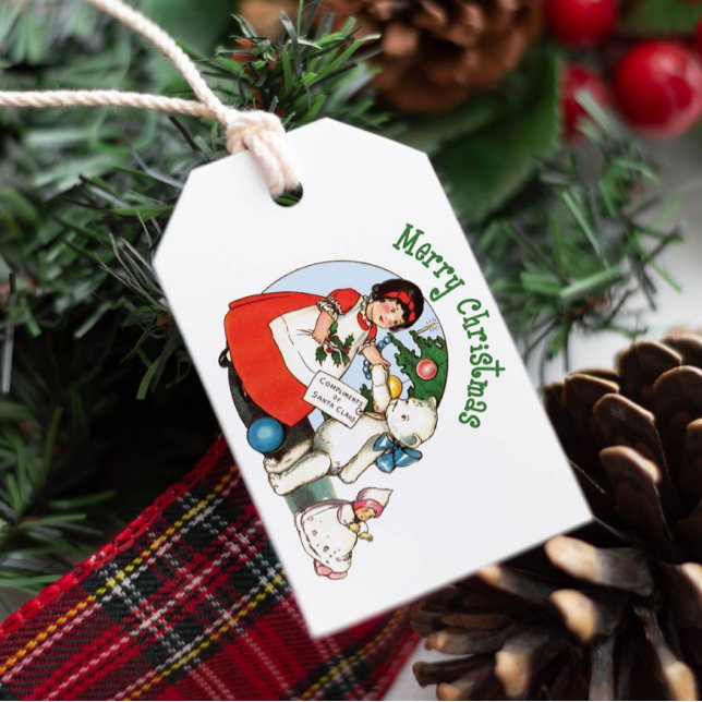 Vintage Nalle God jul Presentetikett (Skapare uppladdad)