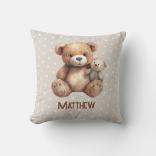 Vintage Nalle Leksak Neutralt Beige Baby Nursery Kudde