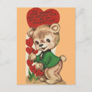 Vintage Nalle Valentine Helg Vykort