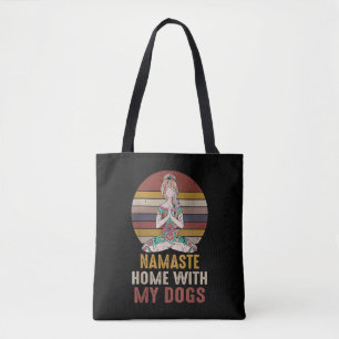 Vintage Namaste hem med min Hundar Tshirt Yoga Kär Tygkasse
