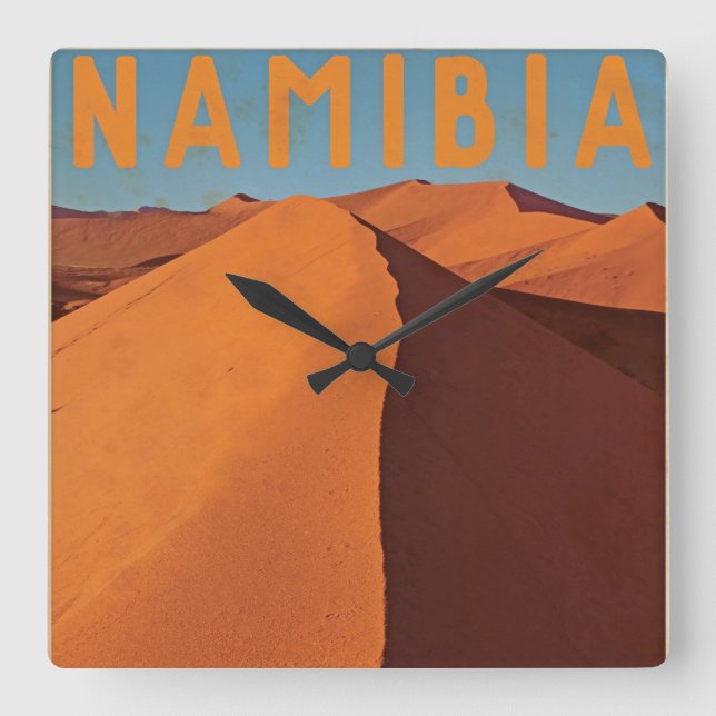 Vintage Namibia Fyrkantig Klocka (Framsida)
