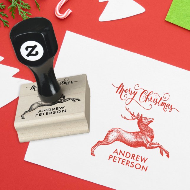 Vintage Namn och julrenar Liniar Stämpel (Skapare uppladdad)