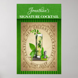 Vintage Namnteckning Cocktail Poster