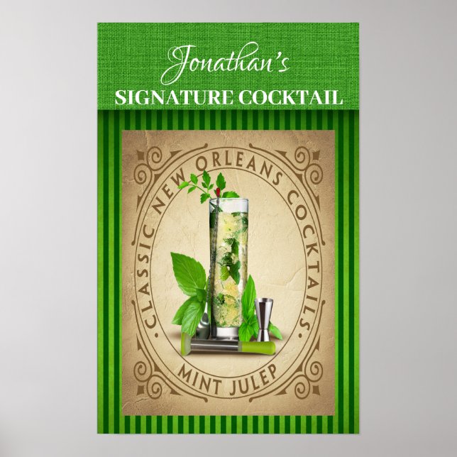 Vintage Namnteckning Cocktail Poster (Framsidan)