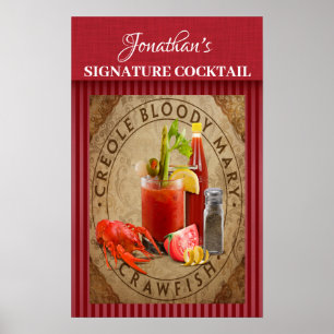 Vintage Namnteckning Cocktail Poster