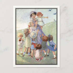 Vintage Nanny with Children - Honor C. Appleton Vykort