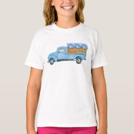 Vintage Nantucket Akvarell Blå Lastbil & Hortensia T Shirt