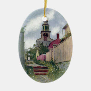 Vintage Nantucket beskådar av södra torn Julgransprydnad Keramik