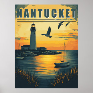 Vintage Nantucket, Massachusetts - Island Charm Poster