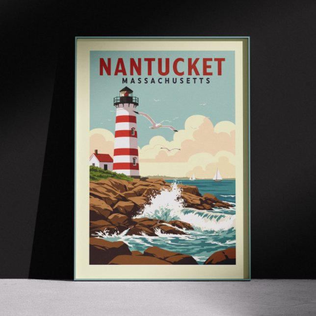 Vintage Nantucket Massachusetts Poster (Skapare uppladdad)