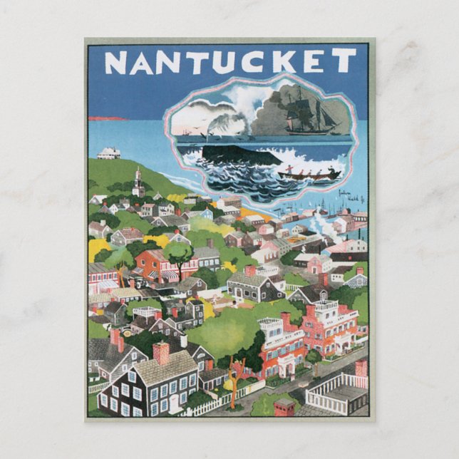 Vintage Nantucket Massachusetts Vykort (Framsida)