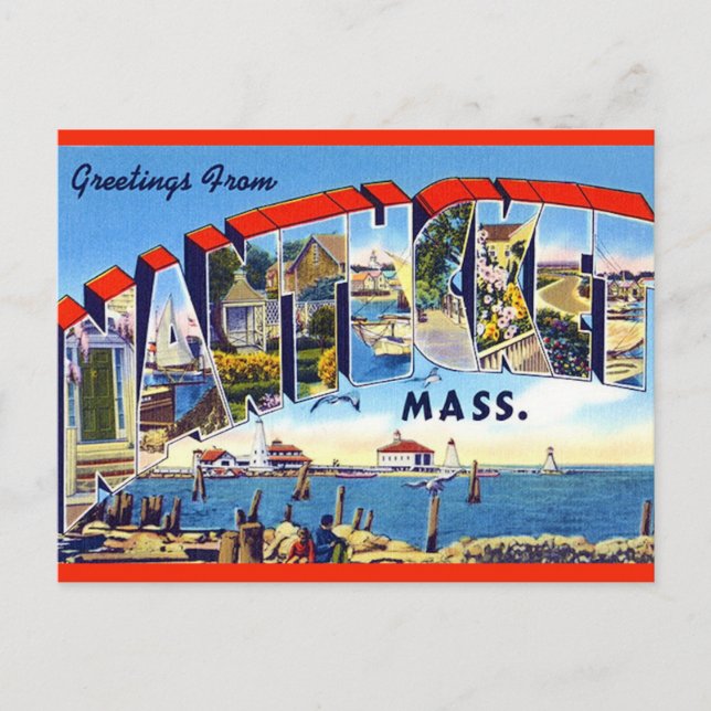 Vintage Nantucket MORSA vykort (Framsida)