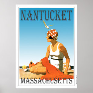 Vintage Nantucket på stranden Poster