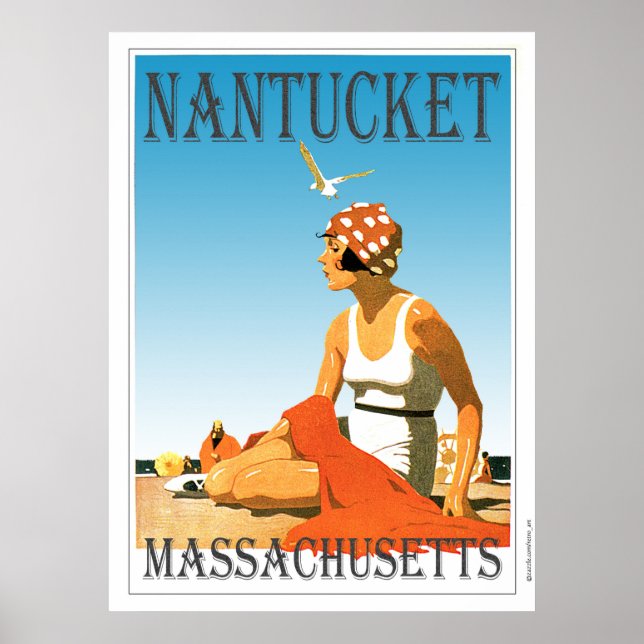 Vintage Nantucket på stranden Poster (Framsidan)